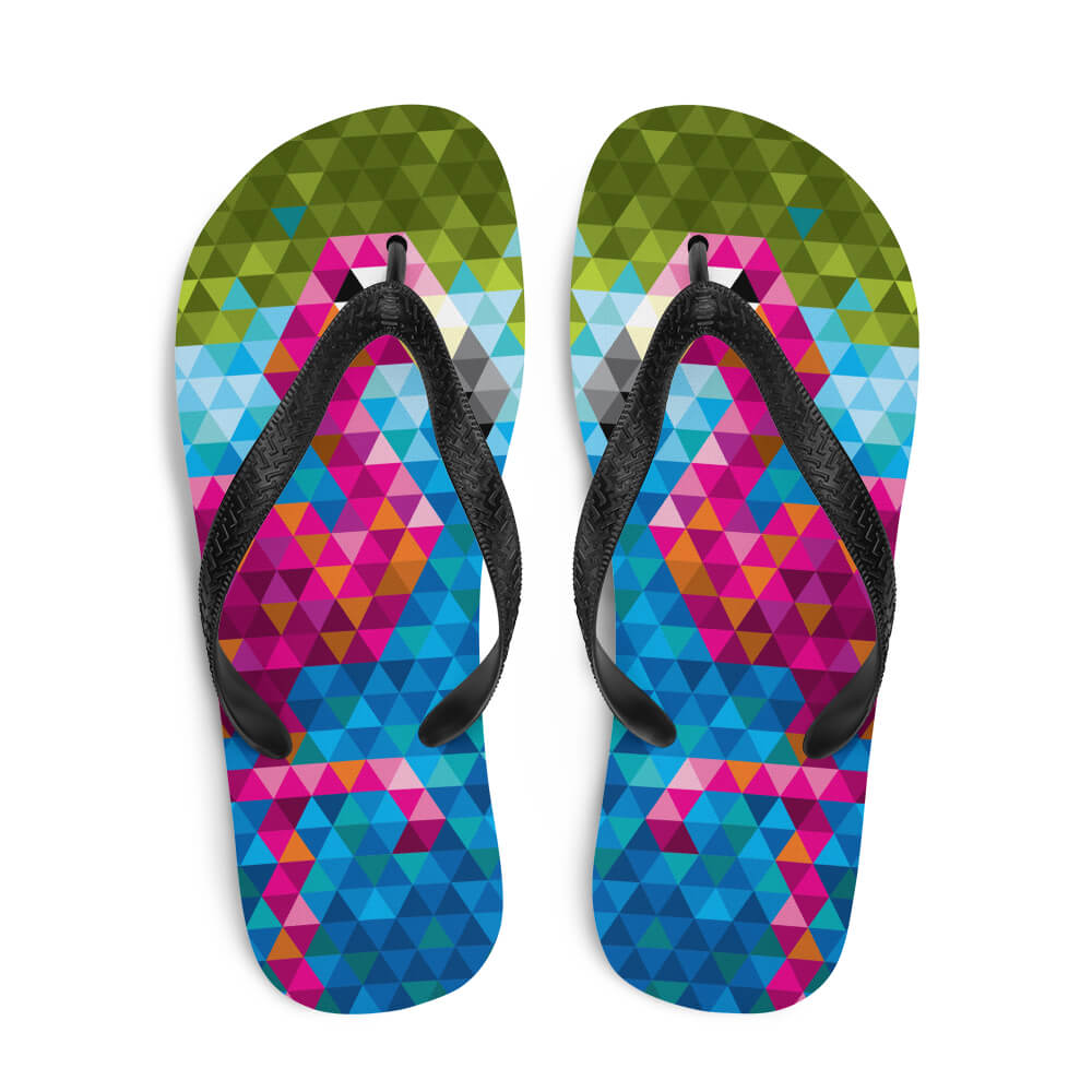 Mid Century Modern Flamingo Flip-Flops top view