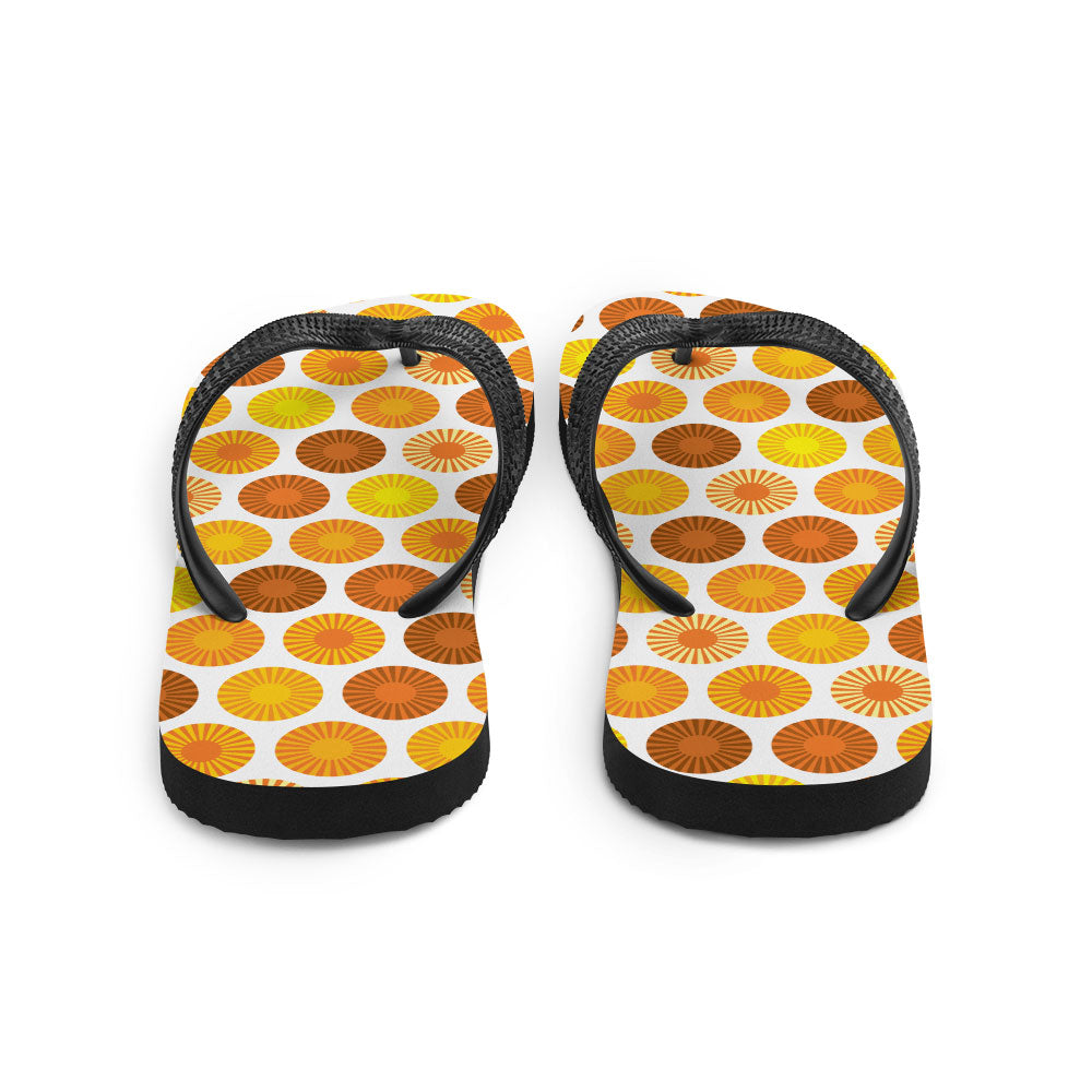 Mid Century Modern Orange FlowerPower Flip-Flops Back view
