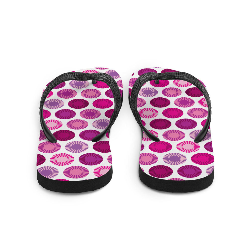 Mid Century Modern Pink FlowerPower Flip-Flops Back view