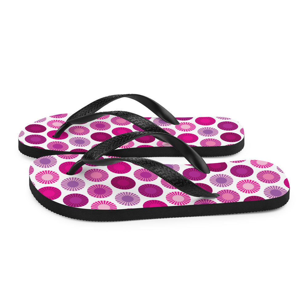 Mid Century Modern Pink FlowerPower Flip-Flops Side view