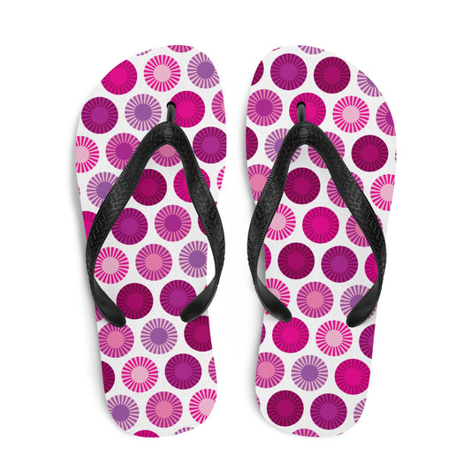 Mid Century Modern Pink FlowerPower Flip-Flops Top view