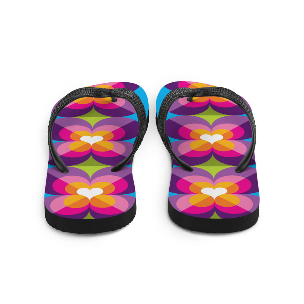 Mid Century Modern Purple Blue LoverLeaf Flip-Flops back view