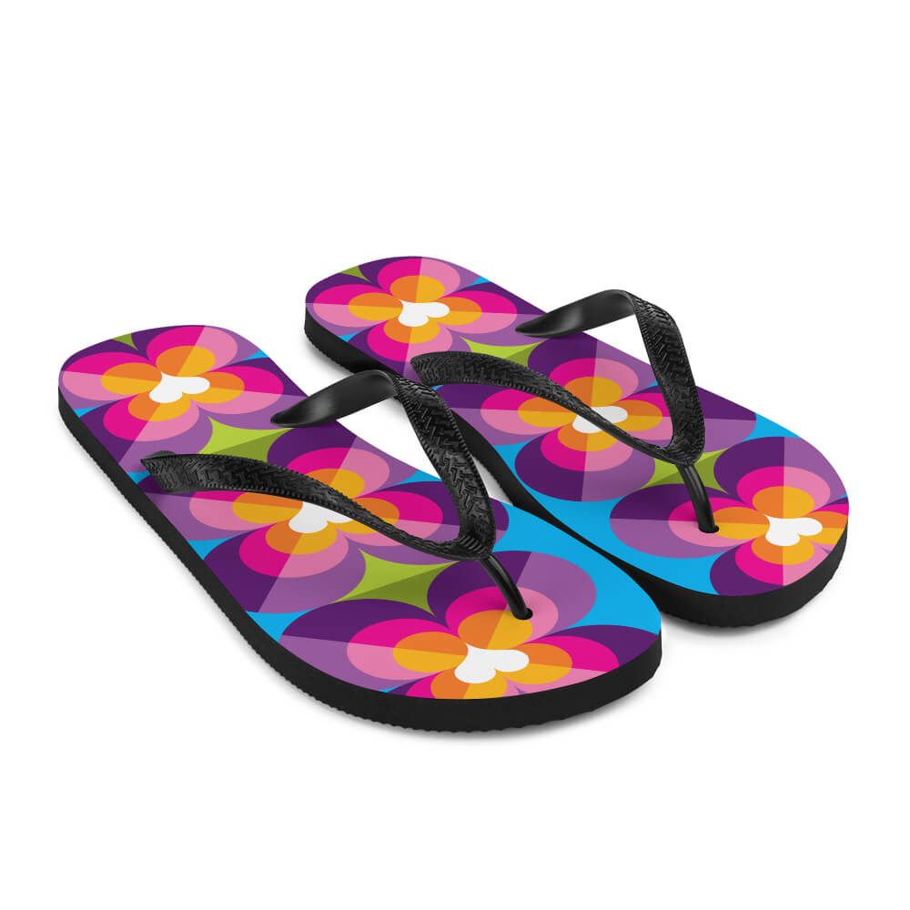 Mid Century Modern Purple Blue LoverLeaf Flip-Flops angle view