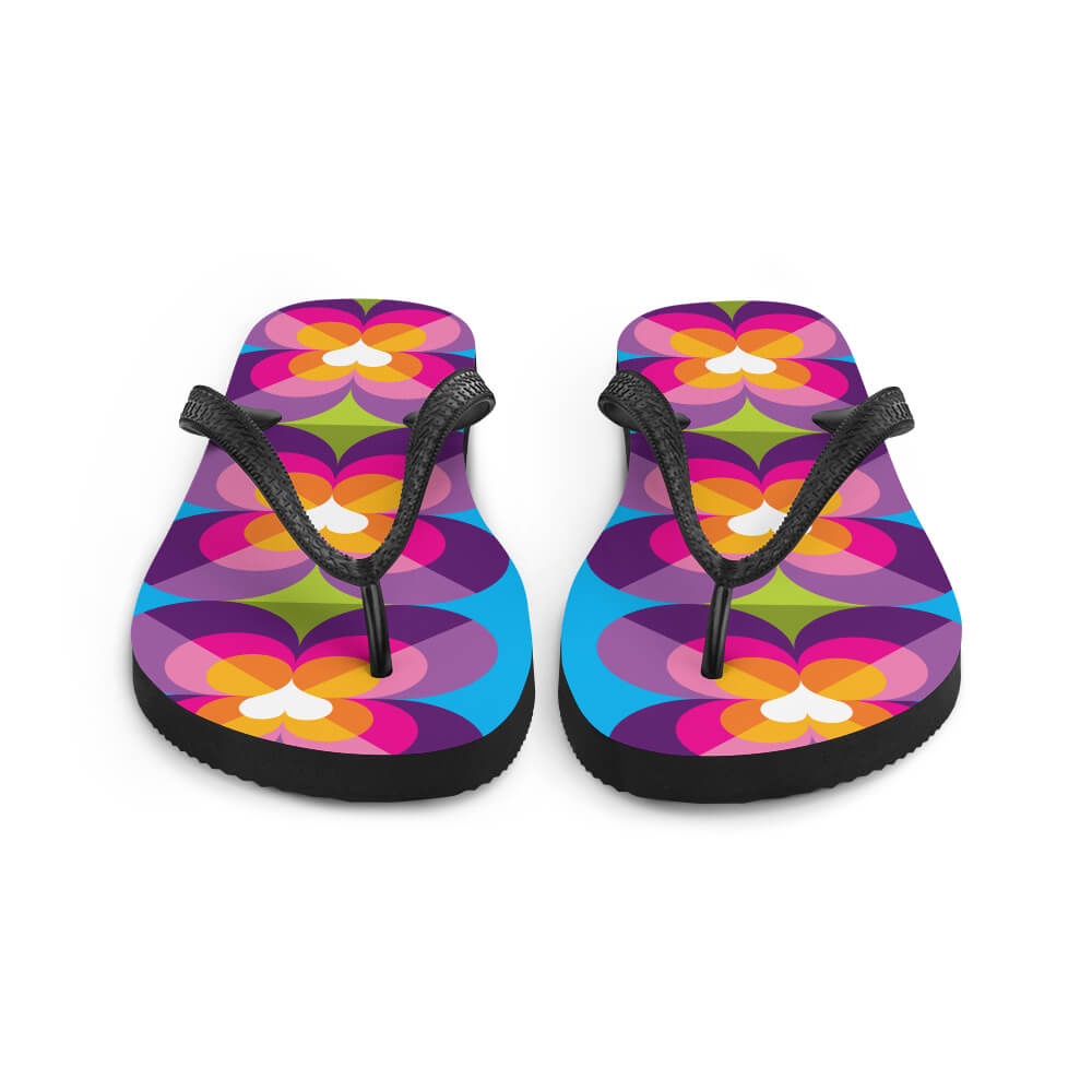Mid Century Modern Purple Blue LoverLeaf Flip-Flops front view