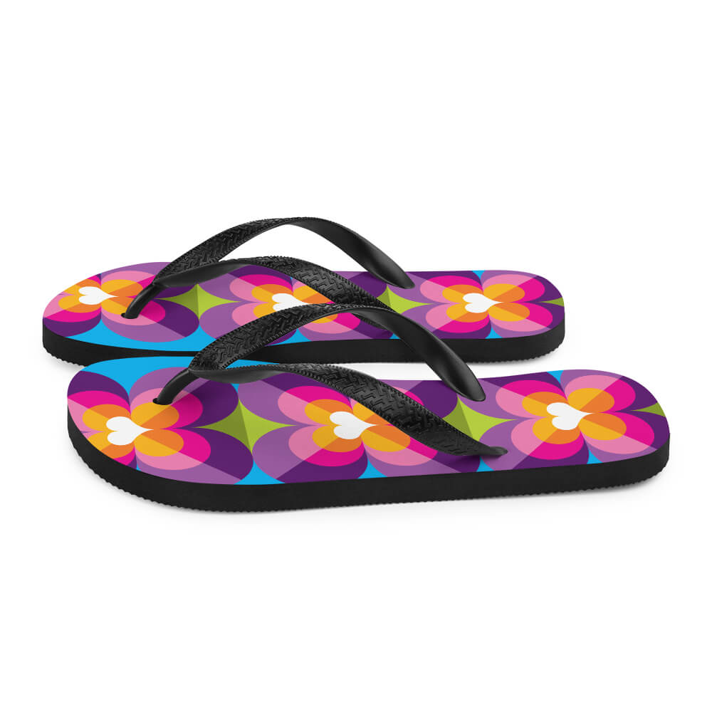 Mid Century Modern Purple Blue LoverLeaf Flip-Flops side view