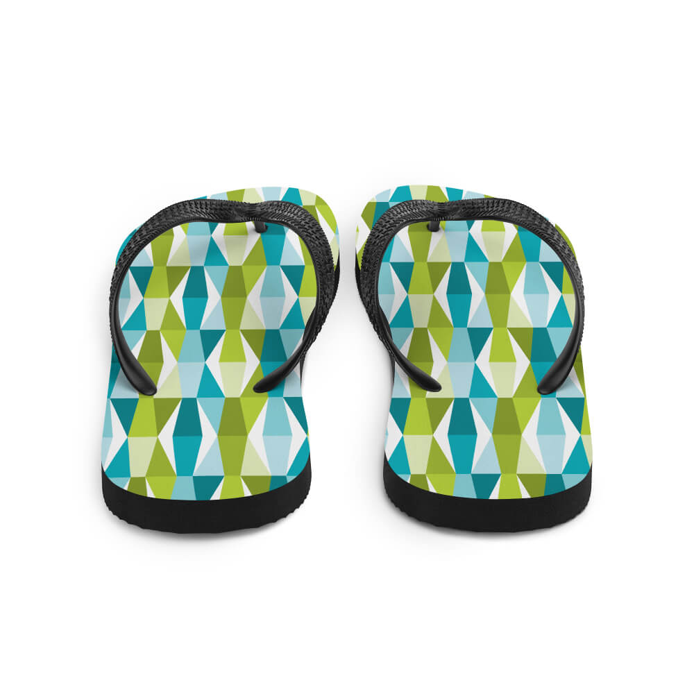 Mid Century Modern Aqua Green LozAnges Flip-Flops back view
