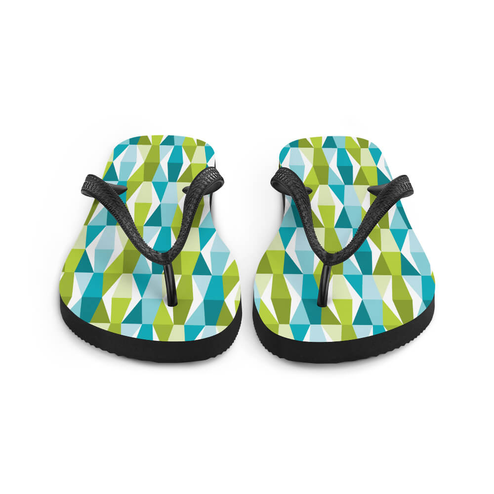 Mid Century Modern Aqua Green LozAnges Flip-Flops front view