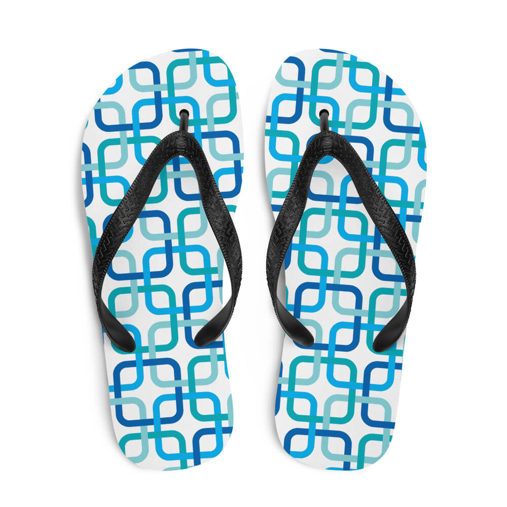 Mid Century Modern Blue PanAmTrays Flip-Flops top view