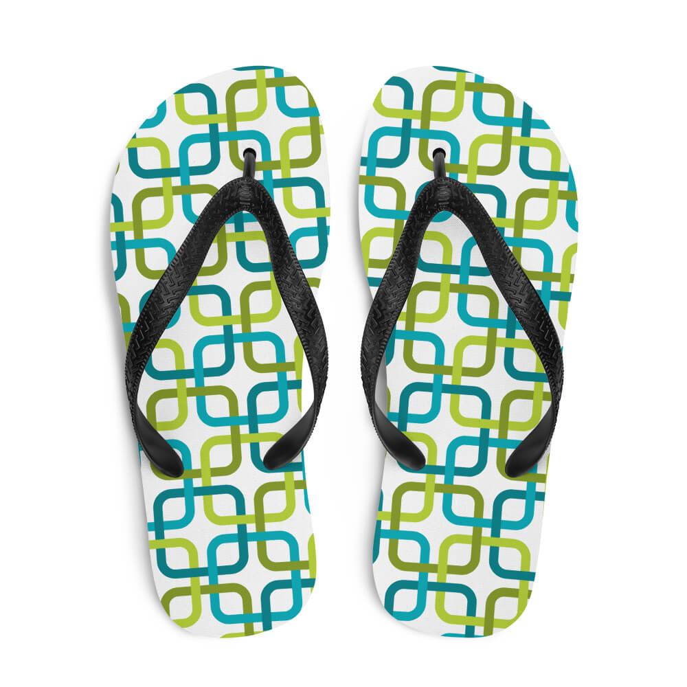 Mid Century Modern Green PanAmTrays Flip-Flops top view