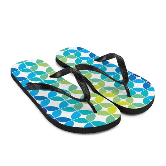 Mid Century Modern Blue Aqua StarChips Flip-Flops angle view