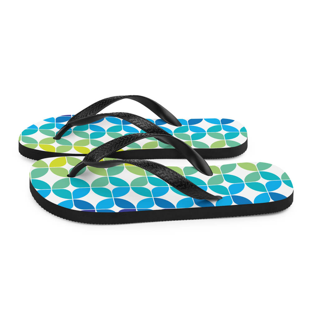 Mid Century Modern Blue Aqua StarChips Flip-Flops side view