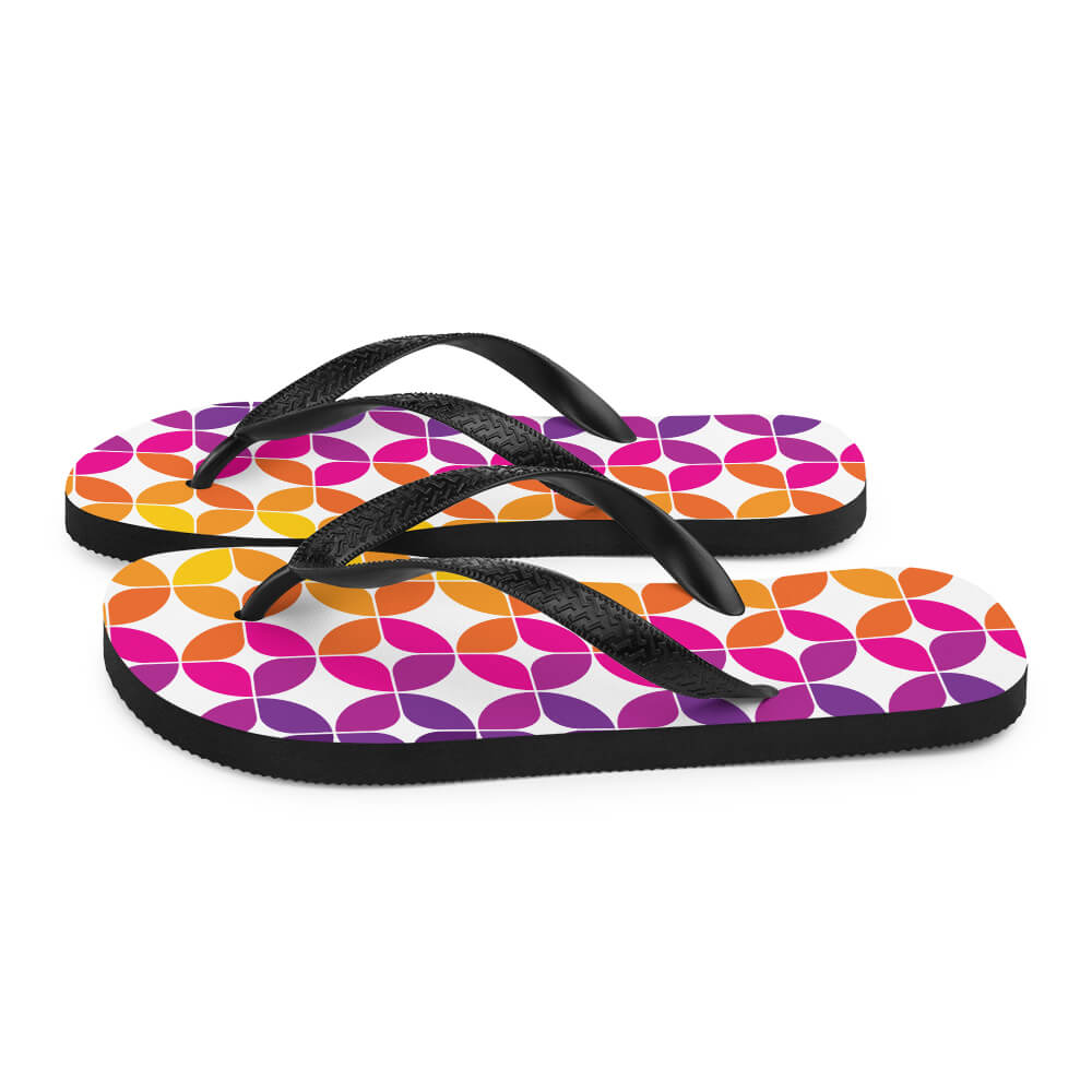 Mid Century Modern Purple Orange StarChips Flip-Flops side view