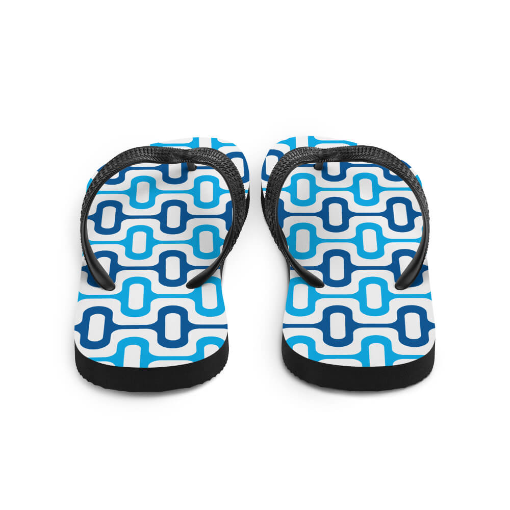 Mid Century Modern Blue ZipperDee Flip-Flops back view
