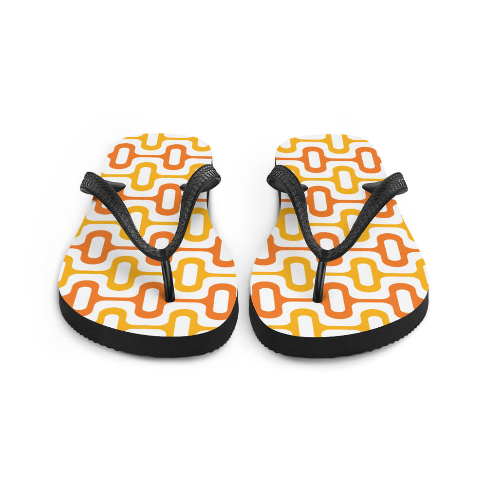 Mid Century Modern Orange ZipperDee Flip-Flops front view