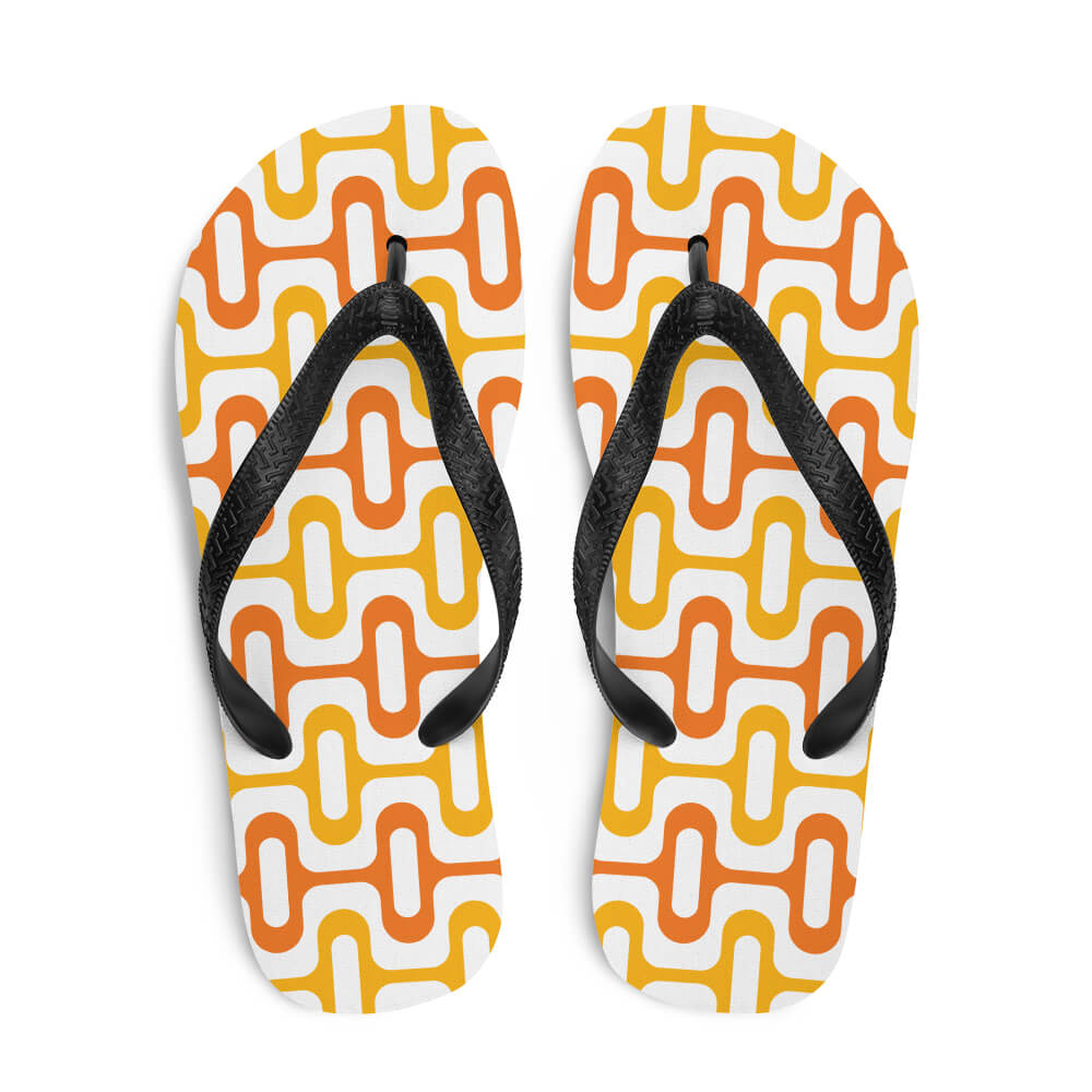 Mid Century Modern Orange ZipperDee Flip-Flops top view