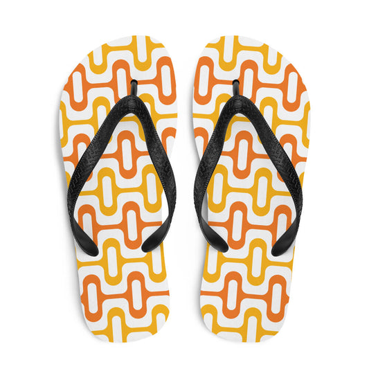 Mid Century Modern Orange ZipperDee Flip-Flops top view