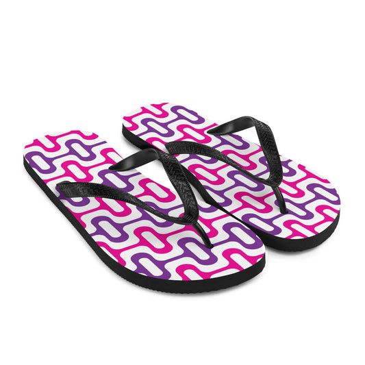 Mid Century Modern Purple ZipperDee Flip-Flops angle view
