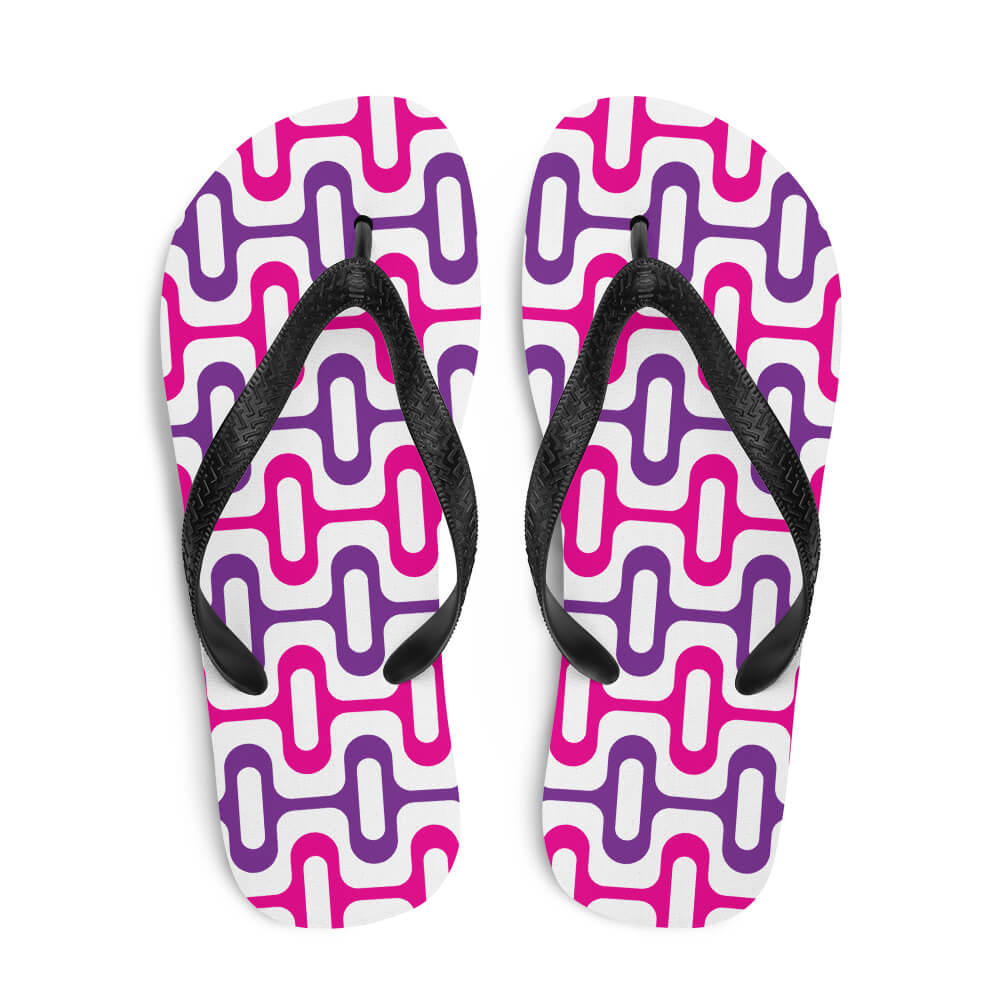 Mid Century Modern Purple ZipperDee Flip-Flops top view
