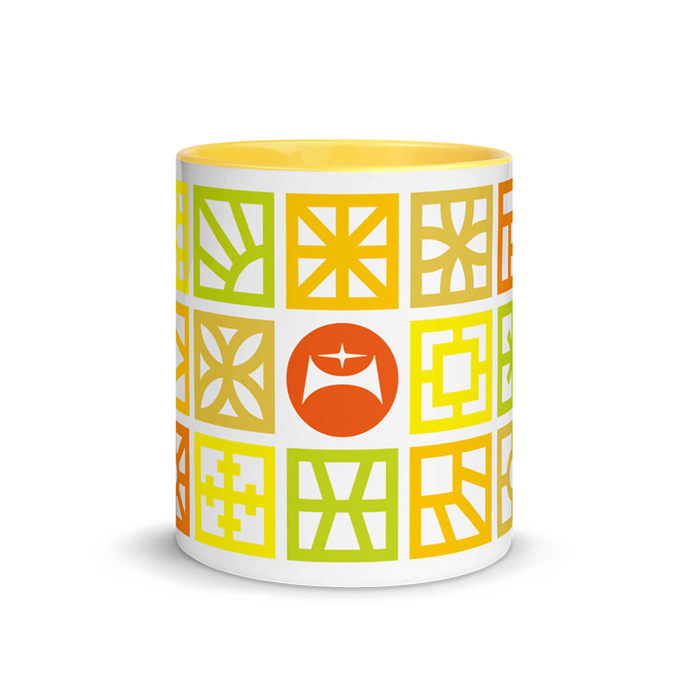 Mid Century Modern Bright Breeze Blocks 11oz Mug with Color Inside front view