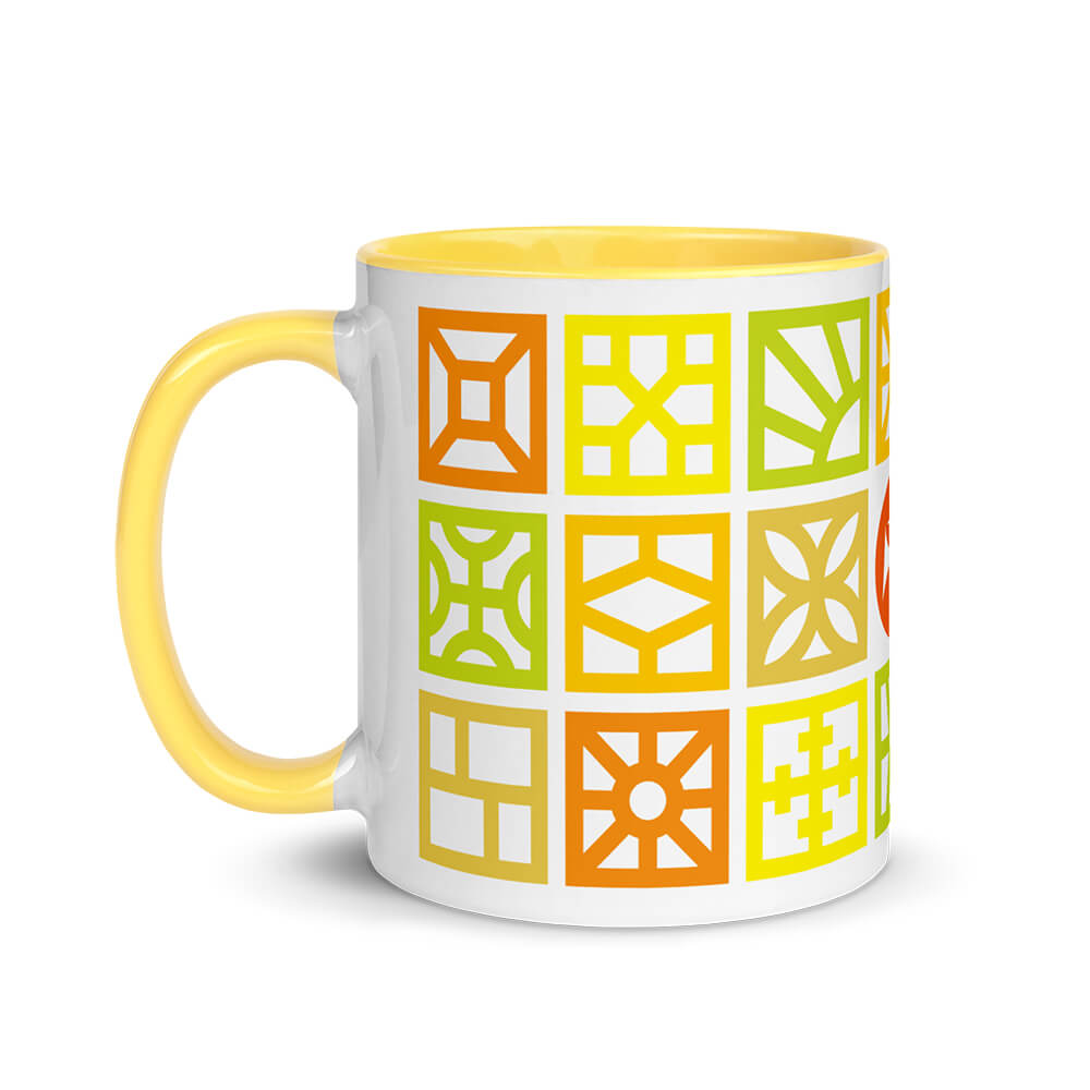 Mid Century Modern Bright Breeze Blocks 11oz Mug with Color Inside left view