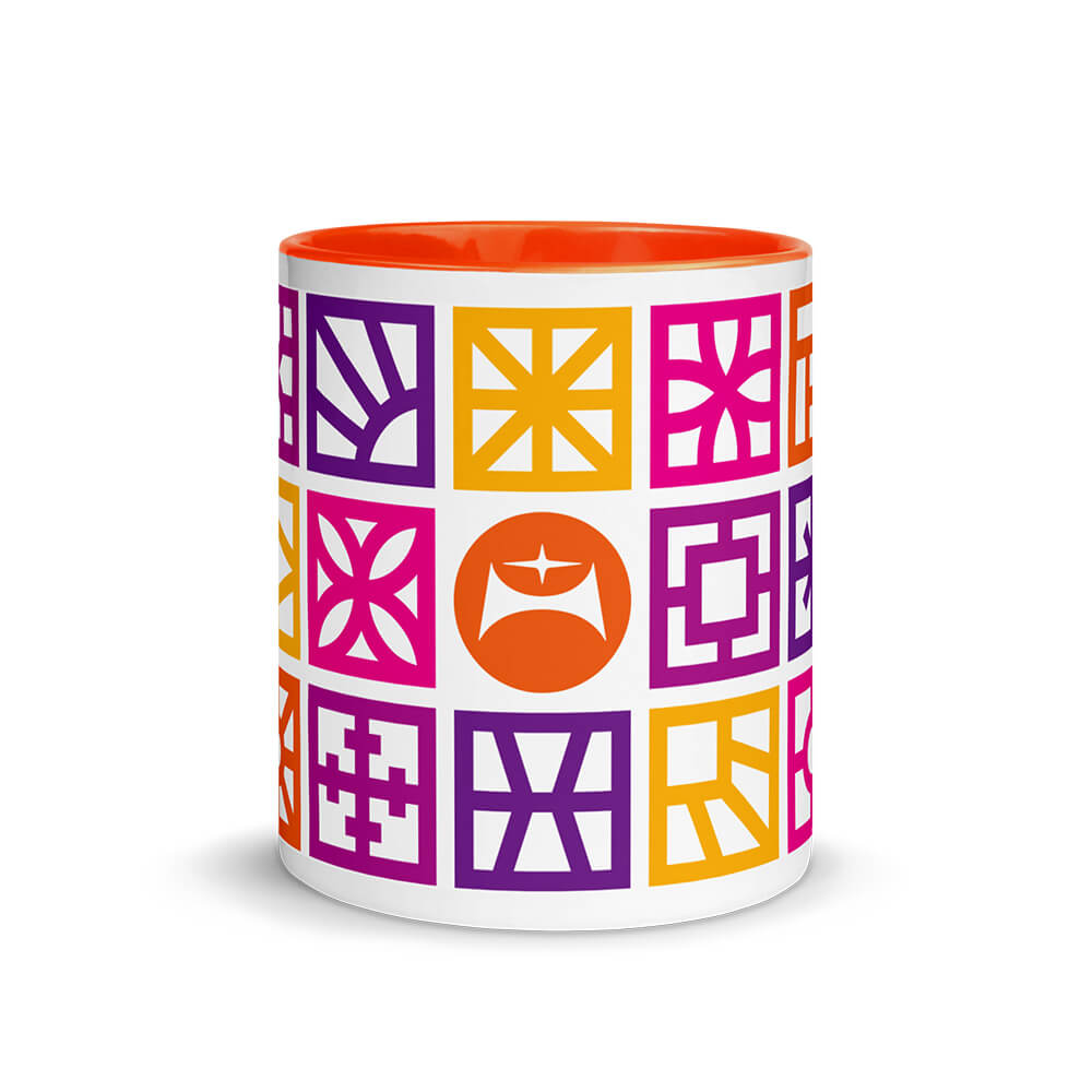 Mid Century Modern Warm Breeze Blocks 11oz Mug with Color Inside front view