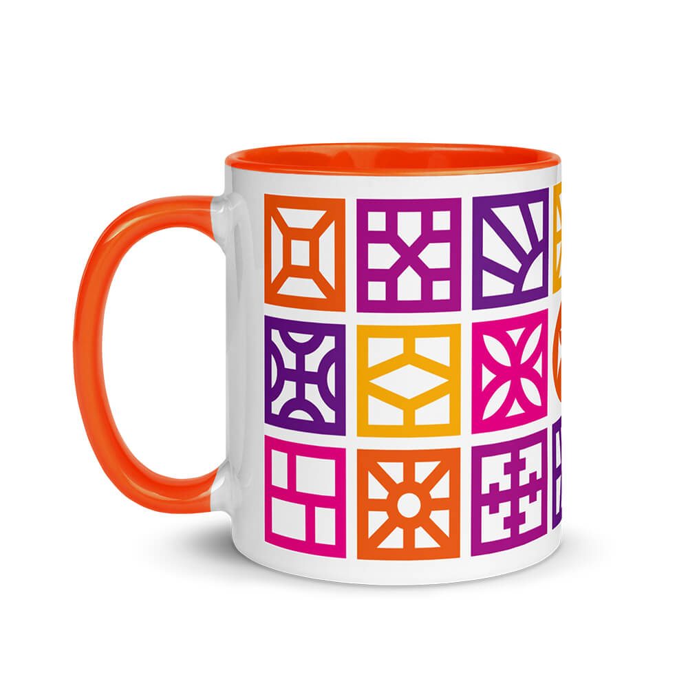 Mid Century Modern Warm Breeze Blocks 11oz Mug with Color Inside left view