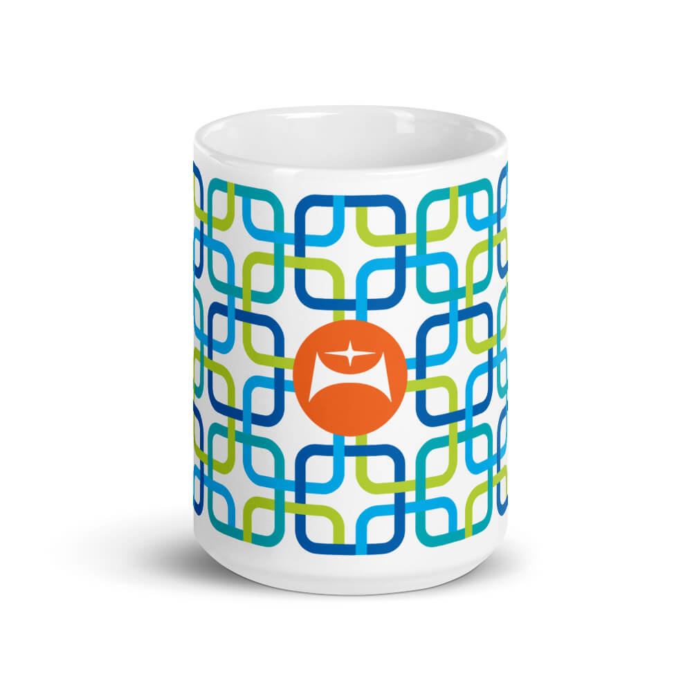 Mid Century Modern Blue PanAmTrays 15oz Mug front view