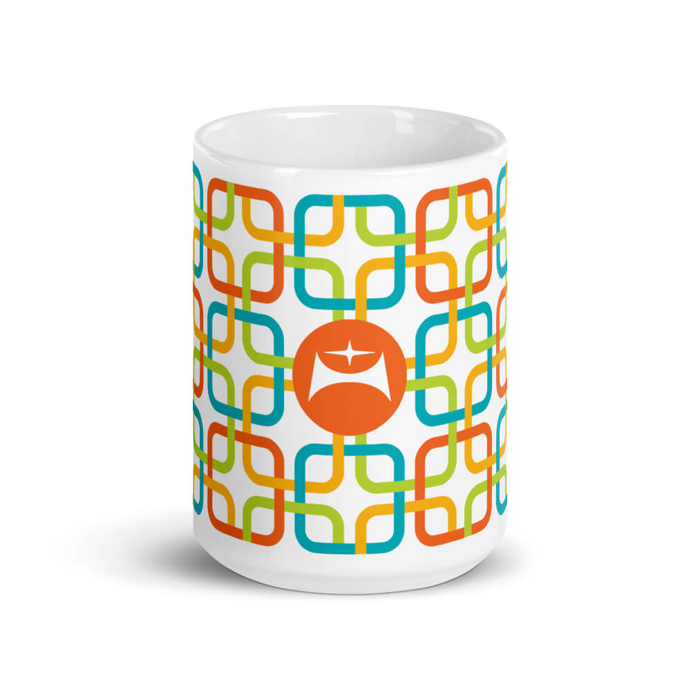 Mid Century Modern Multicolour PanAmTrays 15oz Mug front view