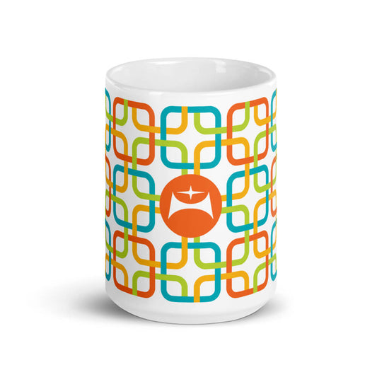 Mid Century Modern Multicolour PanAmTrays 15oz Mug front view