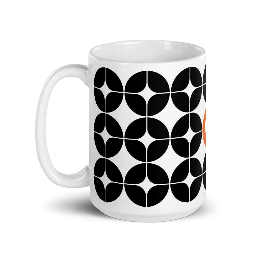 Mid Century Modern Black and White StarChips 15oz Mug left view