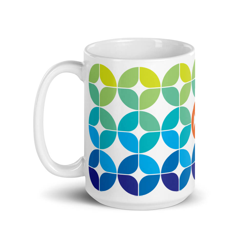 Mid Century Modern Blue Aqua StarChips 15oz Mug left view
