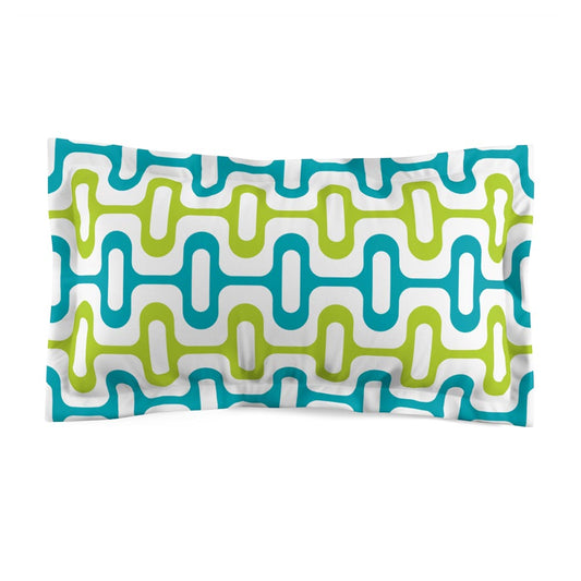 Mid Century Modern Aqua Green ZipperDee King Size Pillow Sham with flange flat view