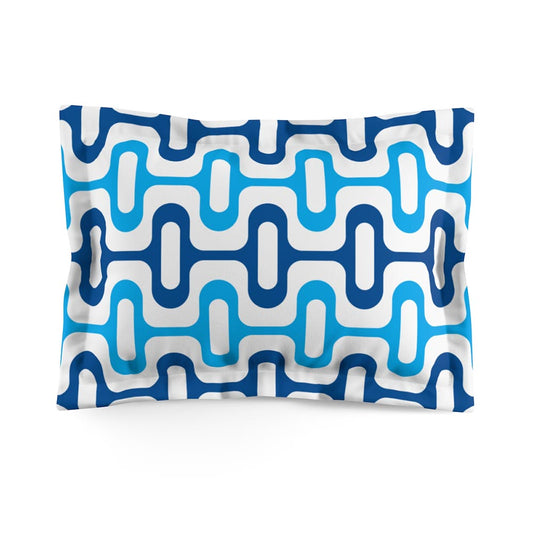 Mid Century Modern Blue ZipperDee Standard Size Pillow Sham with flange flat view