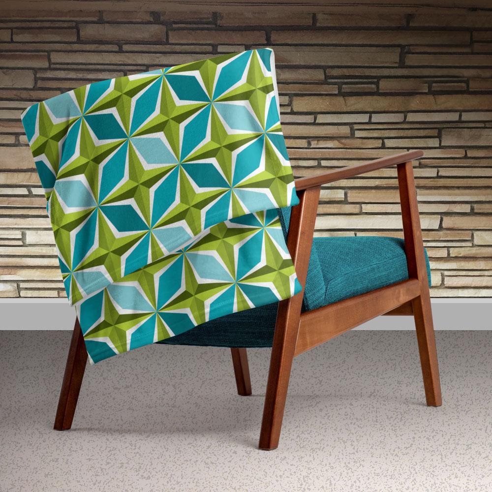 Mid Century Modern Aqua Green PolaRise Throw Blanket Style view
