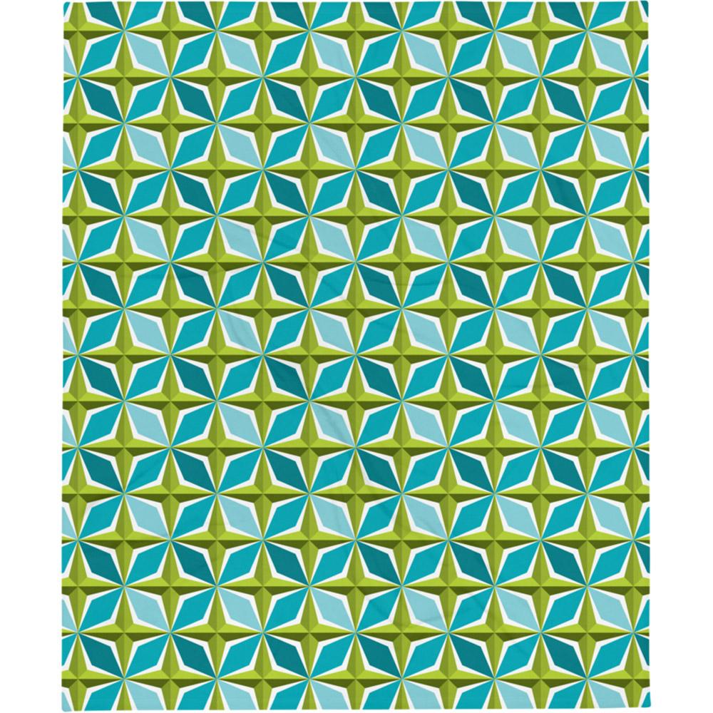 Mid Century Modern Aqua Green PolaRise Throw Blanket Flat view