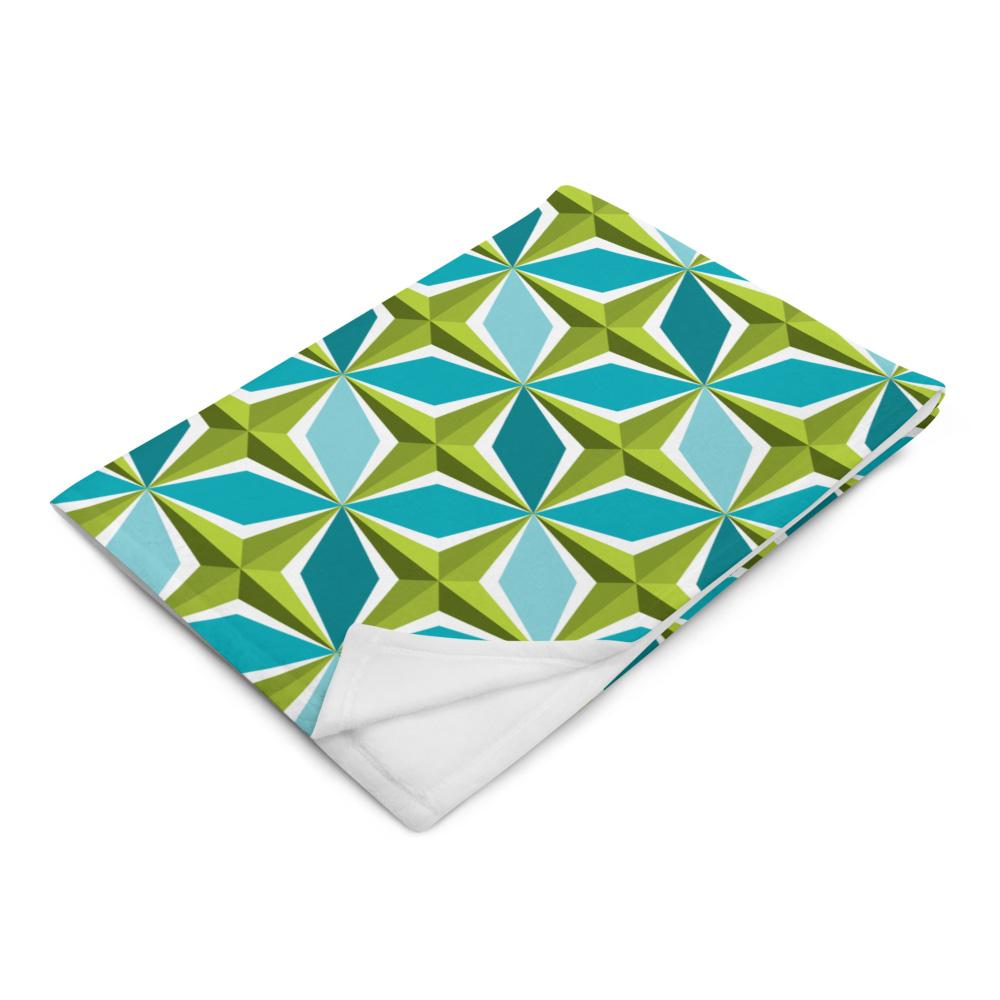 Mid Century Modern Aqua Green PolaRise Throw Blanket Fold view
