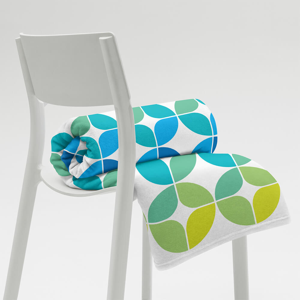 Mid Century Modern Blue Aqua StarChips 60" x 80" Throw Blanket on a chair