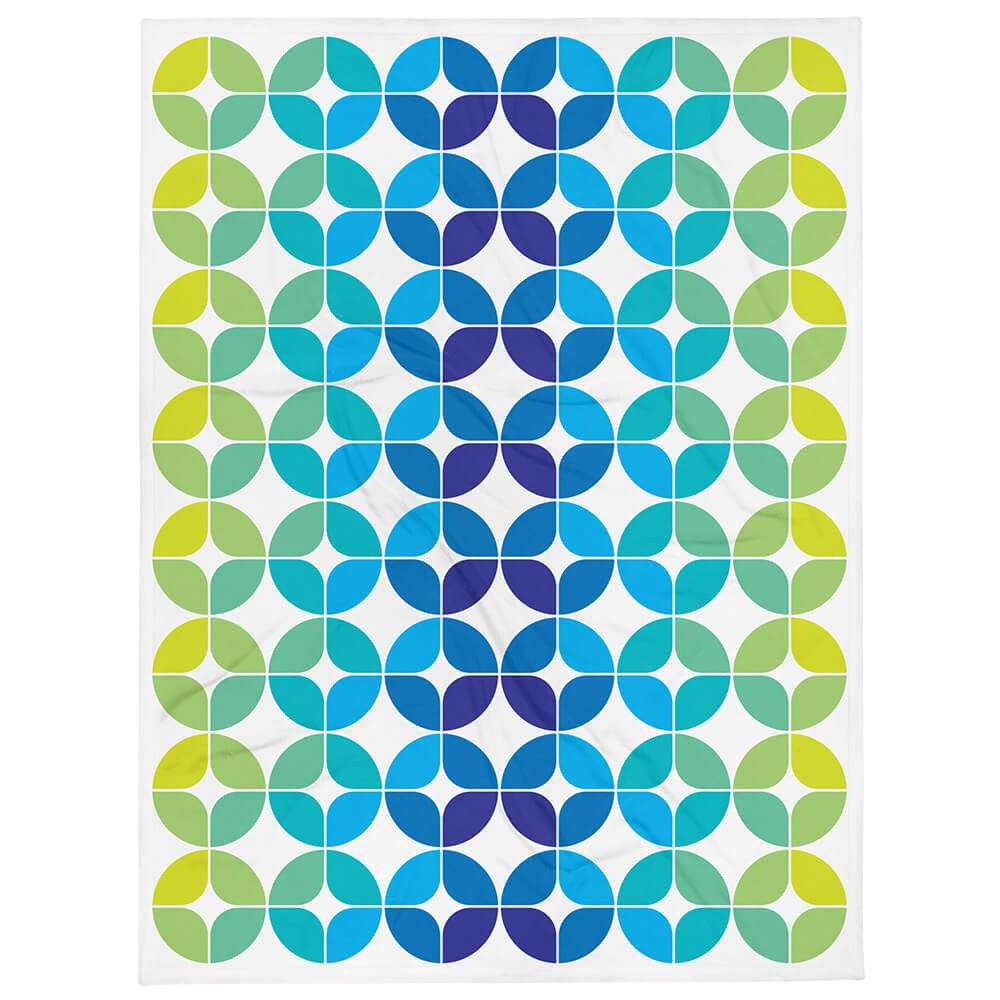 Mid Century Modern Blue Aqua StarChips 60" x 80" Throw Blanket flat view