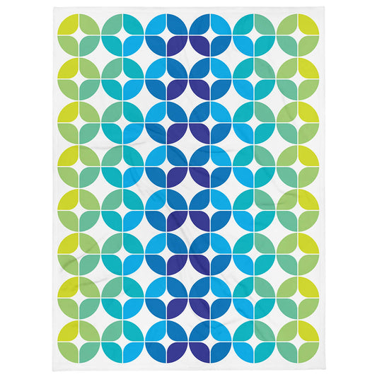 Mid Century Modern Blue Aqua StarChips 60" x 80" Throw Blanket flat view