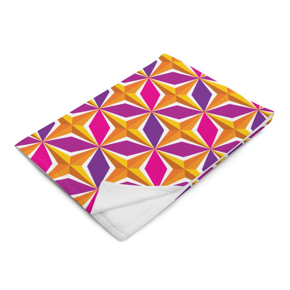 Mid Century Modern Orange Pink PolaRise Throw Blanket Fold view