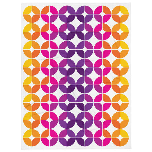 Mid Century Modern Purple Orange StarChips 60" x 80" Throw Blanket flat view