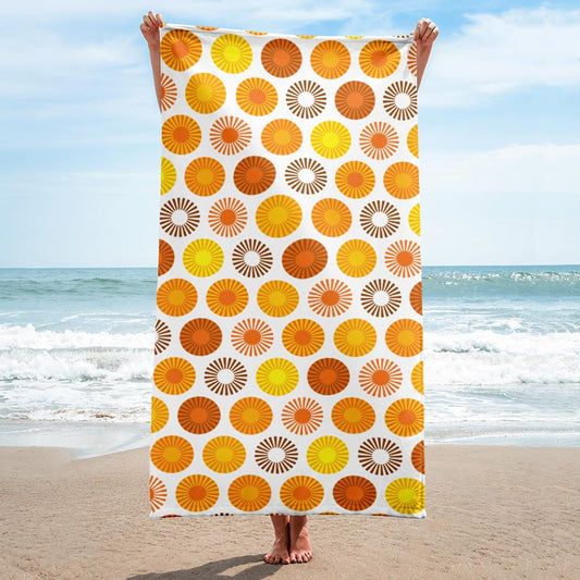 Mid Century Modern Orange FlowerPower Beach & Pool Towel