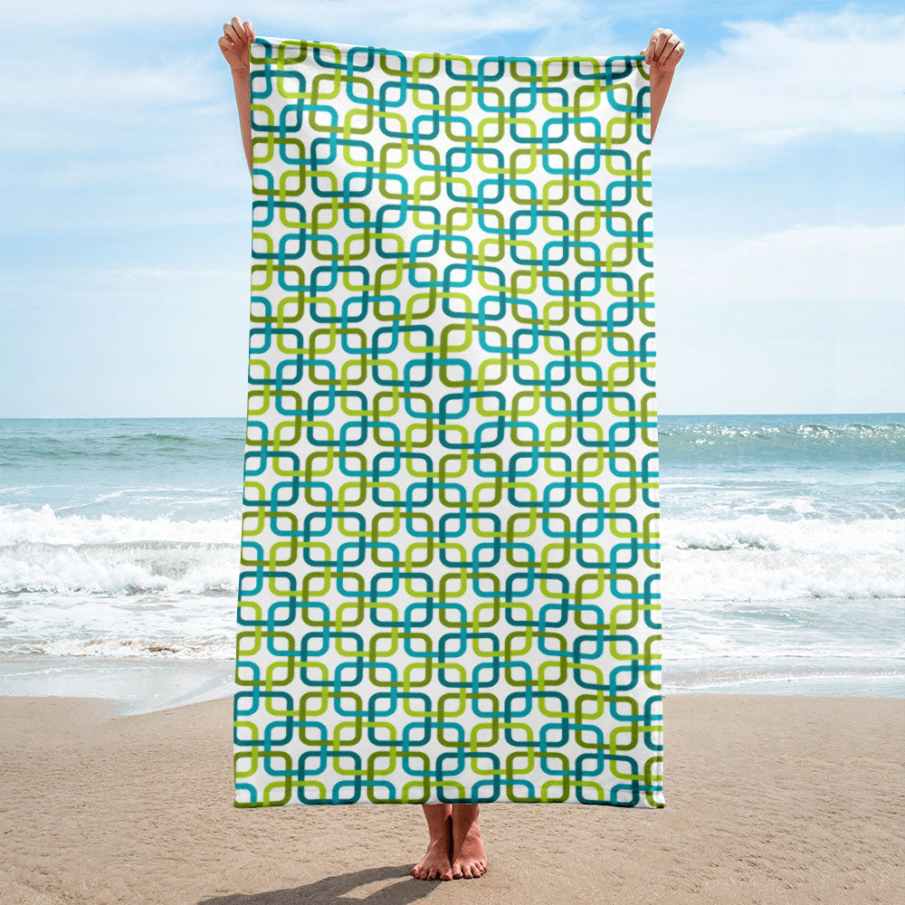 Mid Century Modern Green PanAmTrays Beach & Pool Towel