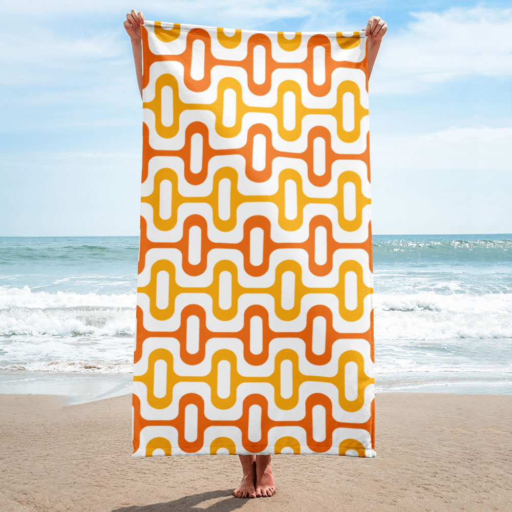 Mid Century Modern Orange ZipperDee Beach & Pool Towel