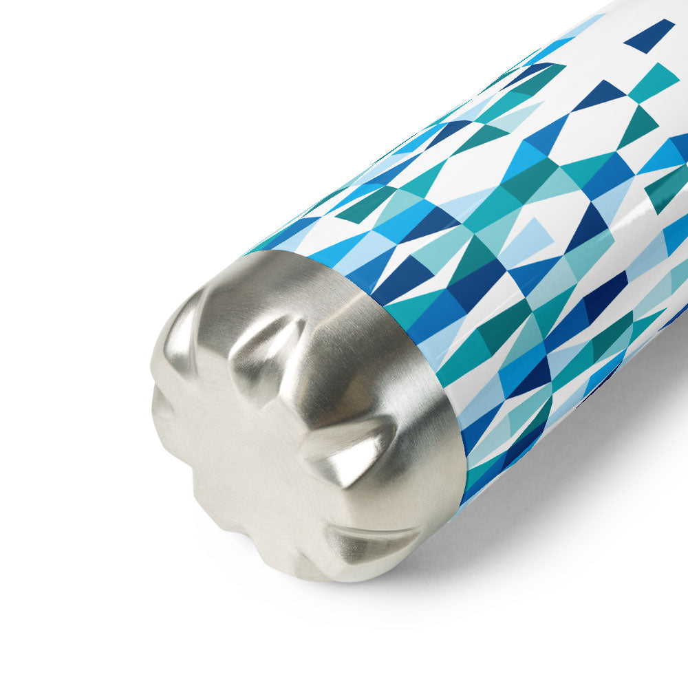 Mid Century Modern Blue Aqua LozAnges 17 oz Stainless Steel Water Bottle bottom view