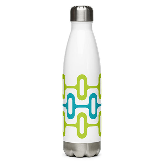 Mid Century Modern Aqua Green ZipperDee 17 oz Stainless Steel Water Bottle front view