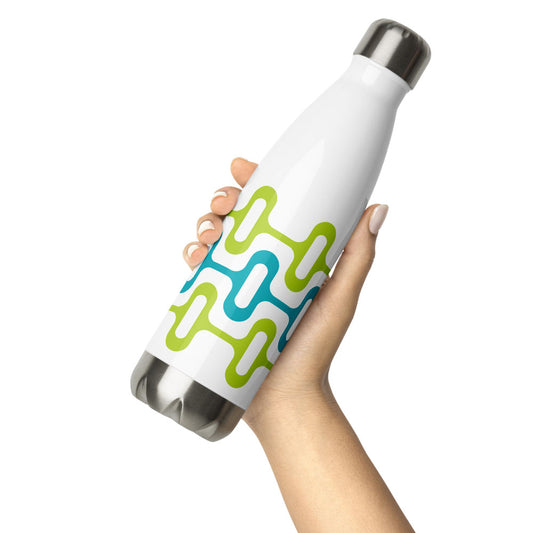 Mid Century Modern Aqua Green ZipperDee 17 oz Stainless Steel Water Bottle in hand