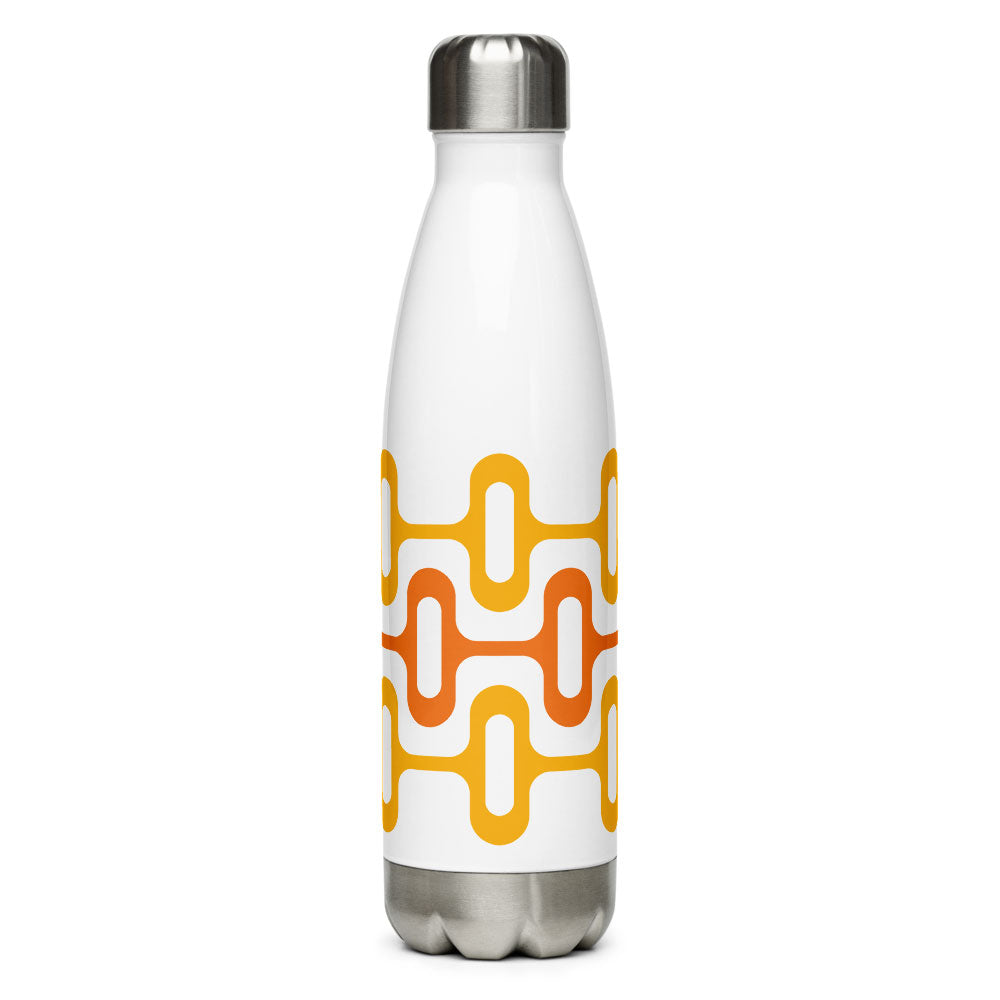 Mid Century Modern Orange ZipperDee 17 oz Stainless Steel Water Bottle front view
