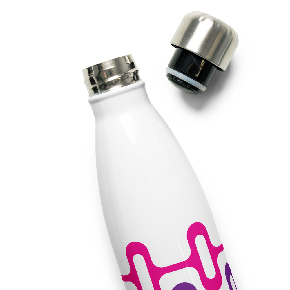 Mid Century Modern Purple Pink ZipperDee 17 oz Stainless Steel Water Bottle open cap