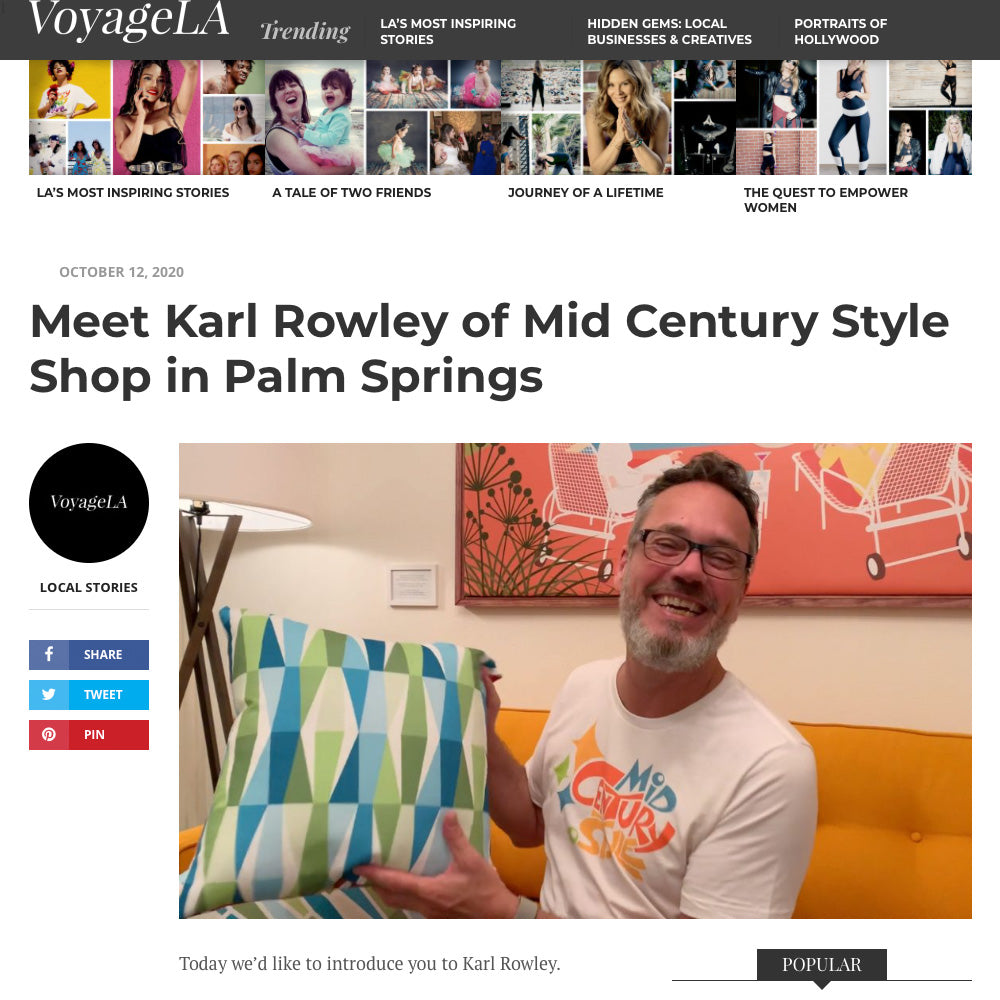 VoyageLA online magazine Interview: Karl Rowley and the Mid Century Style Shop in Palm Springs